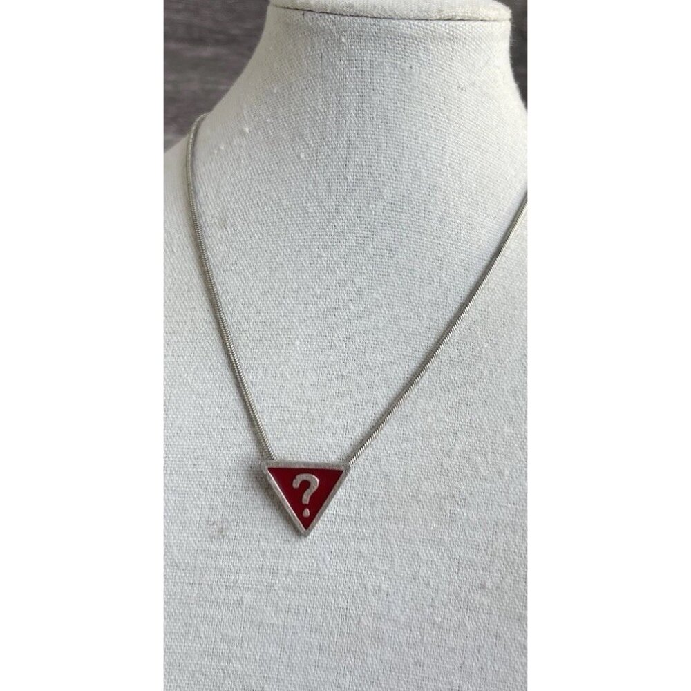 Guess Los Angeles Silver Women's Necklace Red Pendant Stamped Y2K RARE